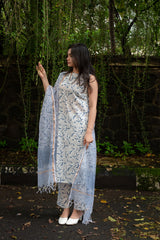 Blue Mughal Print Cotton Kurtha with Mul Cotton Dupatta | Indian Ethnic Wear |Traditional Indian Clothing