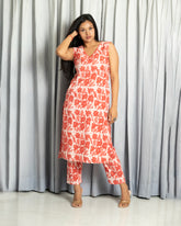 Cotton Kurtha Set with Dabbu Print - Plant-Based Hand Block Design