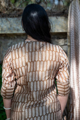 Maheshwari Silk Kurta Dupatta Set,Bagh print, plant base dye