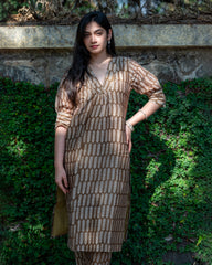 Maheshwari Silk Kurta Dupatta Set,Bagh print, plant base dye