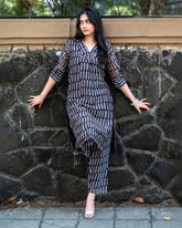 Black Maheshwari Silk Kurta without dupatta,bagh print ,plant base dye