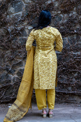 Kurta Set with Kota Dori Dupatta, AJRAKH PRINT,PLANT BASE DYE