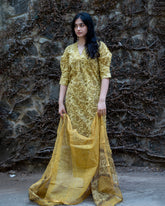 Kurta Set with Kota Dori Dupatta, AJRAKH PRINT,PLANT BASE DYE