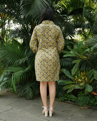 Hand-Block Printed Tulip Dress in Soft Cotton - Collar Neck