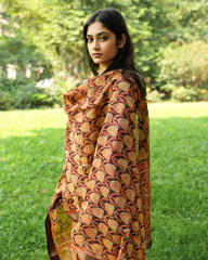 Orange Tulips Kurta Set in Maheshwari Silk |Organic Hand-Blocked Plant-Based Print | Traditional Indian Clothing