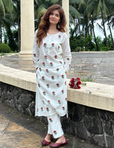 Red Mul-Cotton Kurta Set without Dupatta | Nirvana Collection