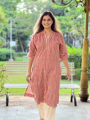 Striped Sophistication: Cotton Kurta ,plant base dye, classic comfort by NEELMII