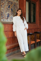 Linen Co-ord Set Color - White