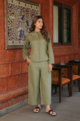 Linen Co-ord Set Colot - Olive Green