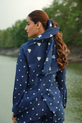 Dabbu Heart Printed Co-ord Set Color - Indigo Blue