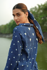 Dabbu Heart Printed Co-ord Set Color - Indigo Blue