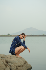 Dabbu Heart Printed Co-ord Set Color - Indigo Blue
