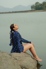 Dabbu Heart Printed Co-ord Set Color - Indigo Blue