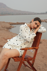 Dabbu Heart Printed Co-ord Set Color - White
