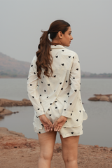 Dabbu Heart Printed Co-ord Set Color - White