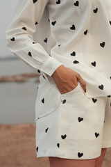 Dabbu Heart Printed Co-ord Set Color - White