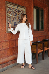 Linen Co-ord Set Color - White