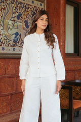 Linen Co-ord Set Color - White