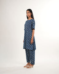 Indigo Polkadot Co-ord Set | Neelmii Handblock Collection