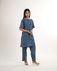 Indigo Polkadot Co-ord Set | Neelmii Handblock Collection
