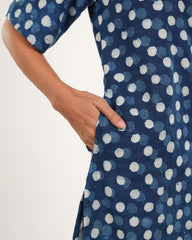Indigo Polkadot Co-ord Set | Neelmii Handblock Collection