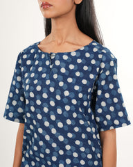Indigo Polkadot Co-ord Set | Neelmii Handblock Collection