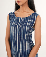 Indigo Striped Sleeveless Kurta Set | Neelmii Handblock Collection