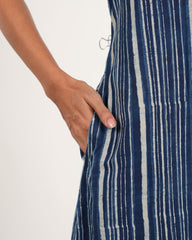 Indigo Striped Sleeveless Kurta Set | Neelmii Handblock Collection