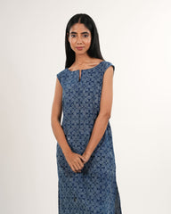 Indigo Floral Kurta Set | Handblock Printed | Neelmii