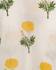Mul-Cotton Yellow Flower Print Kurta Set | Handblock Print |NIRVANA COLLECTION