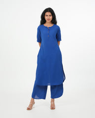 Royal Blue Cotton Kurta (3/4 sleeves)