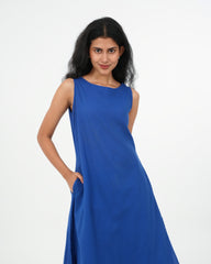 Royal Blue Cotton Kurta (sleeveless)