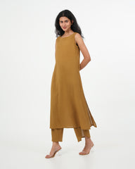 Olive Yellow Cotton Kurta (sleeveless)