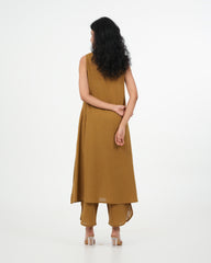 Olive Yellow Cotton Kurta (sleeveless)