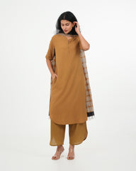 Olive Yellow Cotton Kurta (3/4 sleeves)