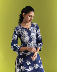 Neelmii Blue Chikan Saaz Kurta (Blue kurta)