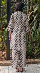Handblock Print Cotton Co-ord Set - Organic Plant-Based Color Pattern (Tulip)