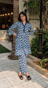 Handblock Print Cotton Co-ord Set - Organic Plant-Based Color Pattern (Tulip)