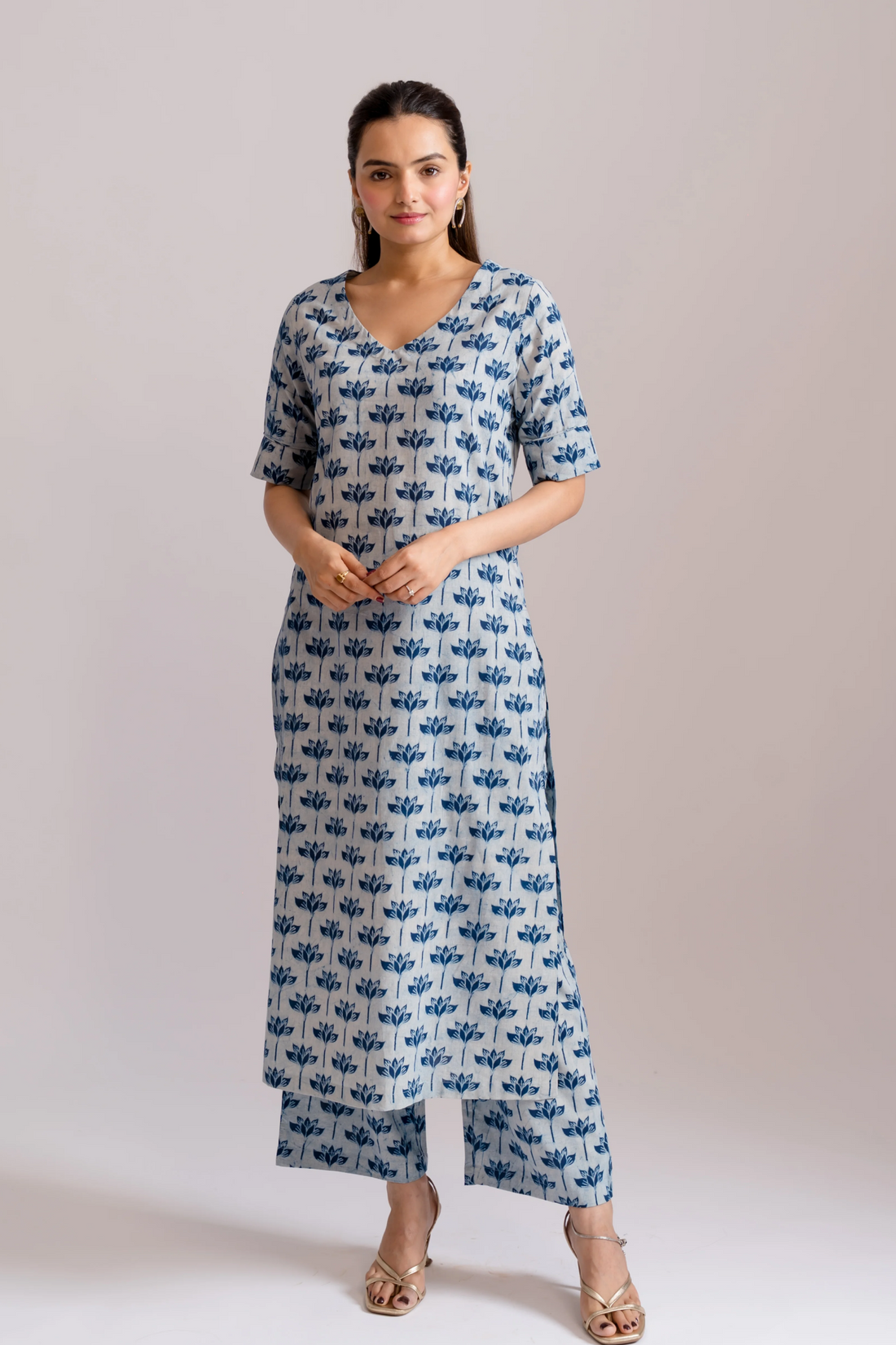Leaf Dabbu Block Printed Kurta Set