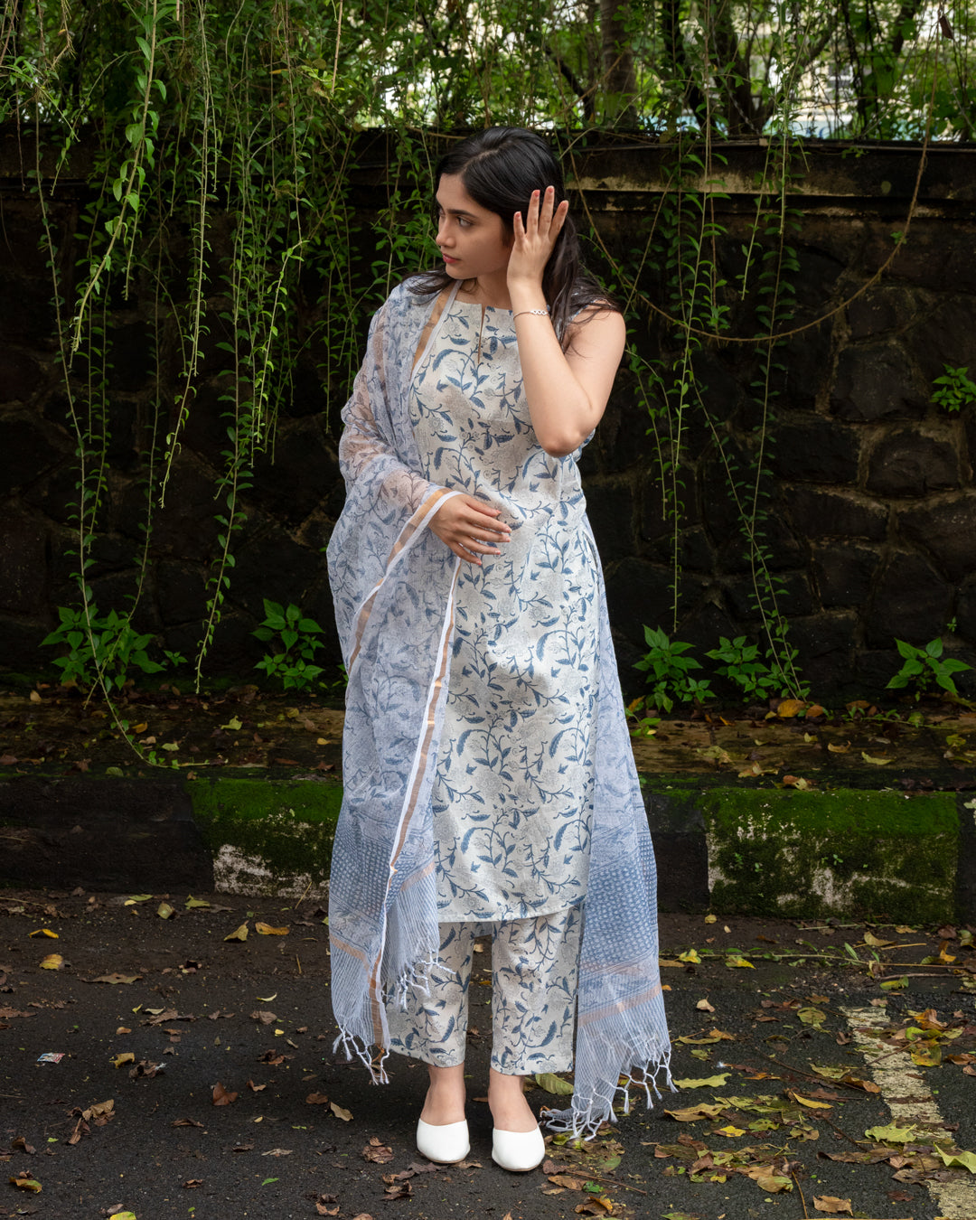 Blue Mughal Print Mul Cotton Kurta Set  | Indian Ethnic Wear |Traditional Indian Clothing