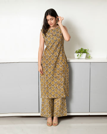 Tulip Print Yellow 2-Piece Kurta Set