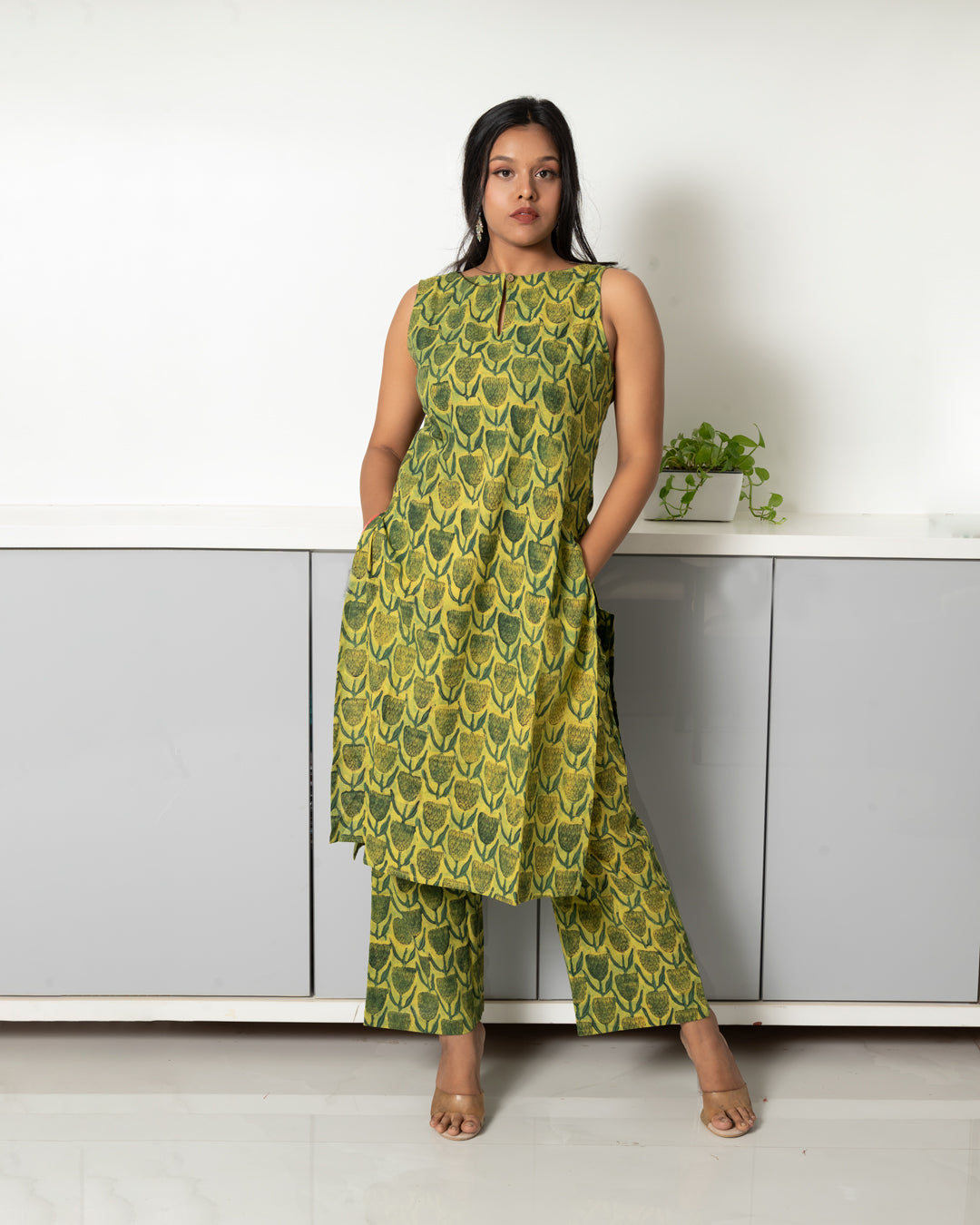 Tulip Print Green 2-Piece Kurta Set