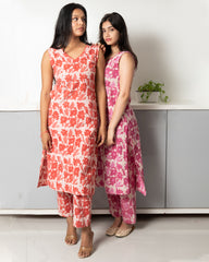 Cotton Kurtha Set with Dabbu Print - Plant-Based Hand Block Design