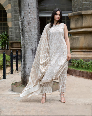 Bagh Hand-Block Printed Soft Cotton 3 Piece Kurta Suit
