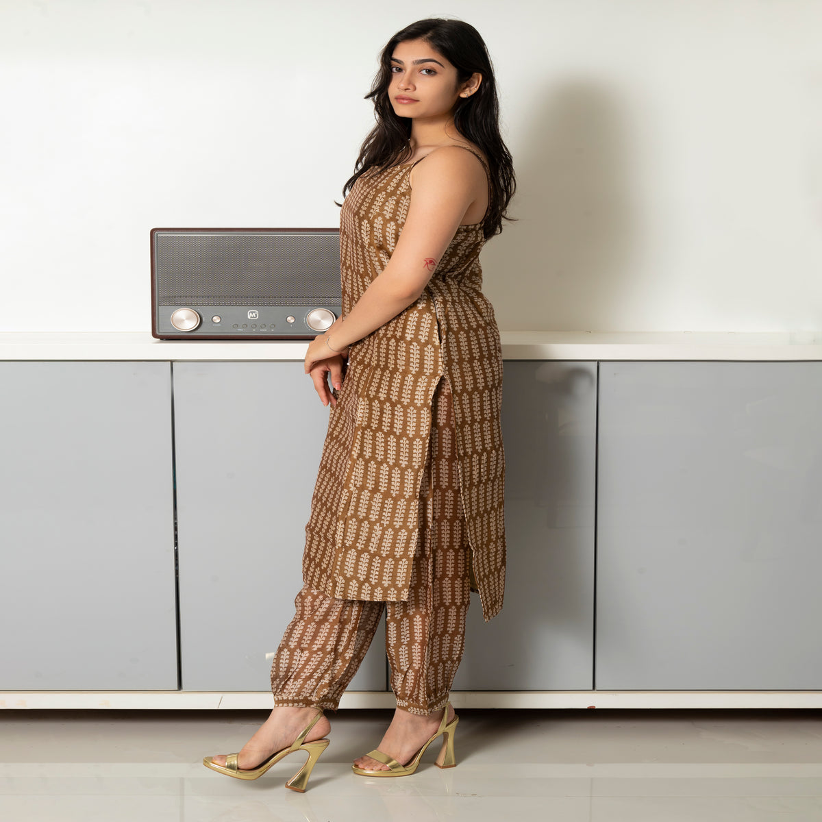 Dabbu Print 2-Piece Kurta in Maheshwari Silk