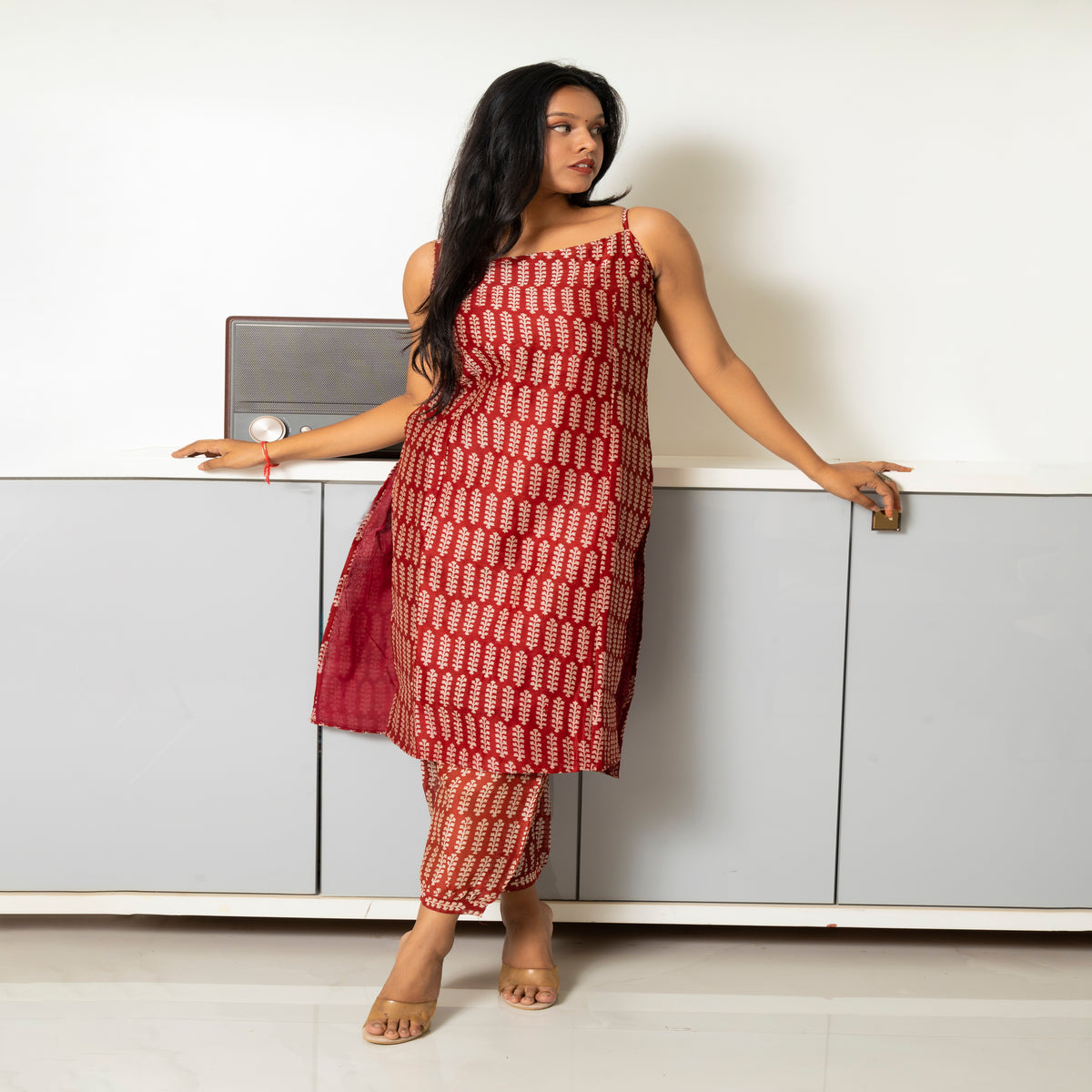 Dabbu Print 2-Piece Kurta in Maheshwari Silk