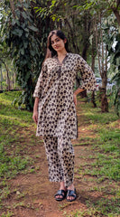 Gray Tulip Handblock Cotton Co-ord Set