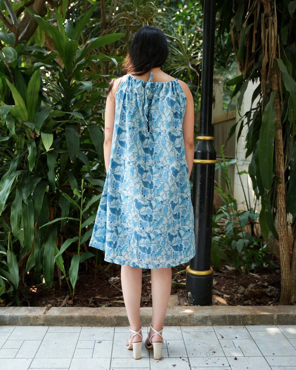 Bird Print Dress in Soft Cotton