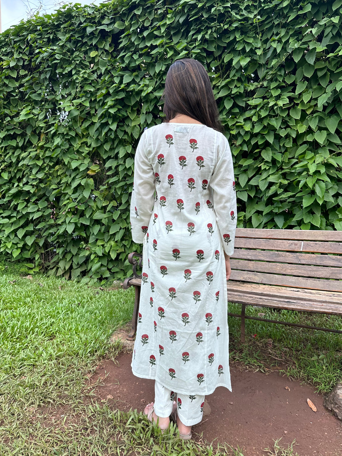 Red Mul-Cotton Kurta Set without Dupatta  | Nirvana Collection