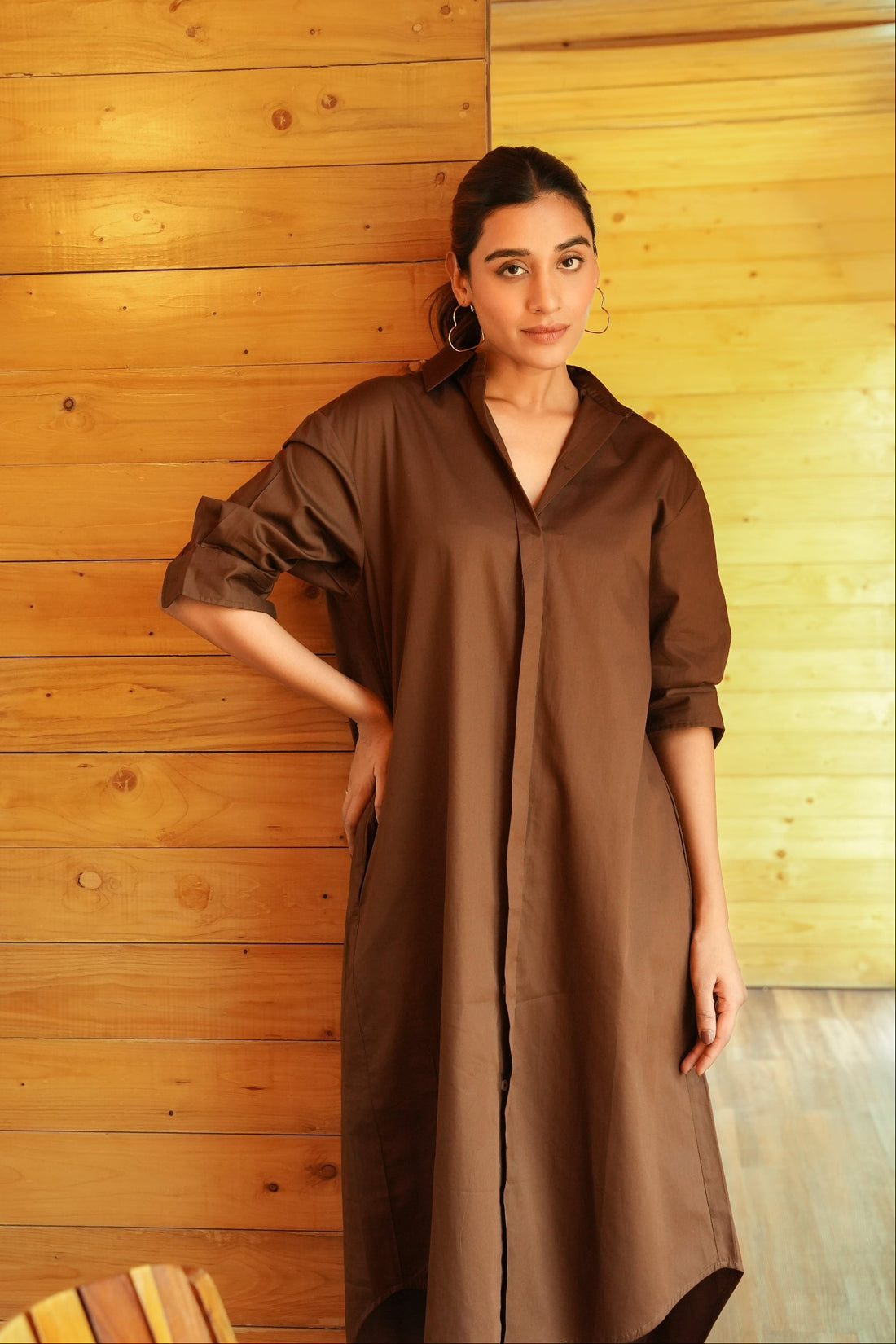 Shirt Dress - Chocolate Brown